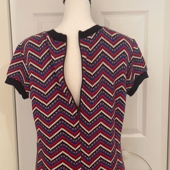 Zara Retro Zig Zag Chevron Print Short Sleeve Knit Dress - Picture 7 of 8